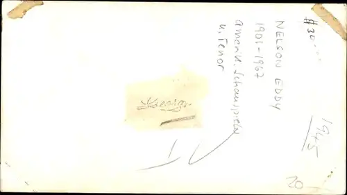 Ak Schauspieler Nelson Eddy, Portrait, Autogramm