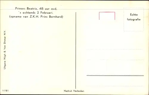 Ak Prinzessin Beatrix der Niederlande als Baby, Kinderportrait