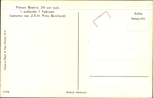 Ak Prinzessin Beatrix der Niederlande, Portrait als Baby