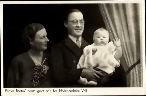 Ak Prinzessin Juliana der Niederlande, Prinz Bernhard, Prinzessin Beatrix, 1939