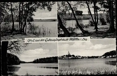 Ak Mölln im Herzogtum Lauenburg, Lütauer See, Pinnsee, Schmalsee, Gesamtansicht