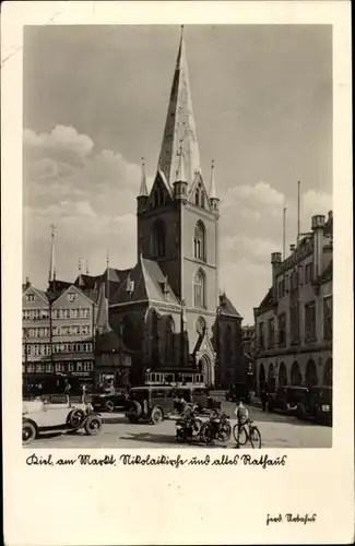 Ak Kiel, Markt, Nikolaikirche, altes Rathaus