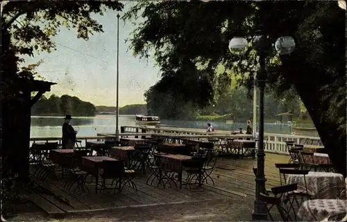 Ak Eutin in Ostholstein, Hotel-Voss-Haus, Terrasse, See