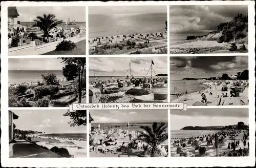 Ak Grömitz in Ostholstein, Strandhalle, Palmenterrasse, Panorama, Strand