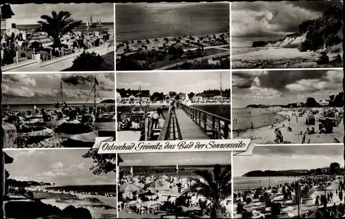 Ak Ostseebad Grömitz in Holstein, Strand, Terrasse, Strandkörbe, Seebrücke