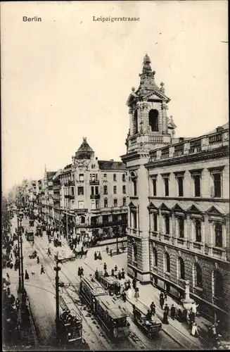 Ak Berlin Mitte, Leipziger Straße, Straßenbahn