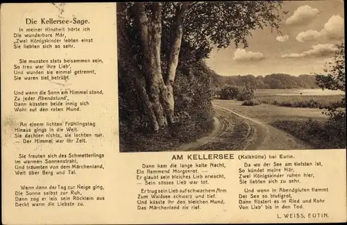 Ak Eutin Ostholstein, Kalkhütte, Am Kellersee, Gedicht, L. Weiss