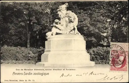 Ak Antwerpen Flandern, Zoologischer Garten, Denkmal