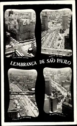 Ak São Paulo Brasilien, Teilansichten, Praça Ramos de Azevedo, Viadukt