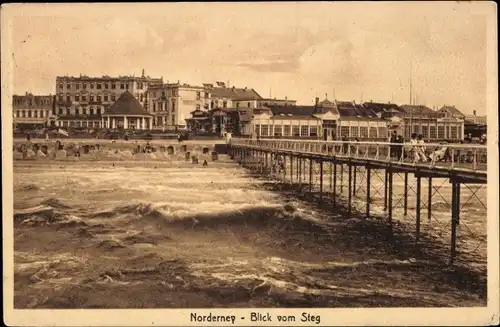Ak Nordseebad Norderney Ostfriesland, Blick vom Steg
