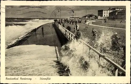 Ak Nordseebad Norderney Ostfriesland, Sturmflut