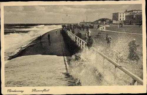Ak Nordseebad Norderney Ostfriesland, Sturmflut