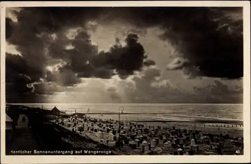 Ak Nordseebad Wangerooge in Ostfriesland, Strand, Sonnenuntergang