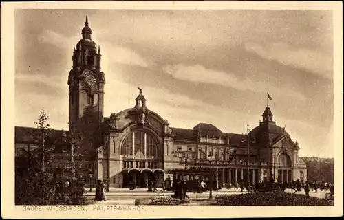 Ak Wiesbaden Hessen, Hauptbahnhof