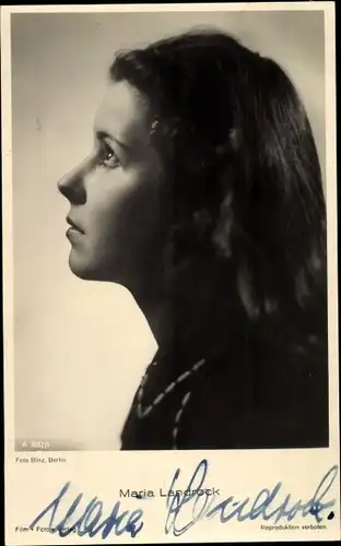 Ak Schauspielerin Maria Landrock, Portrait im Profil, Autogramm