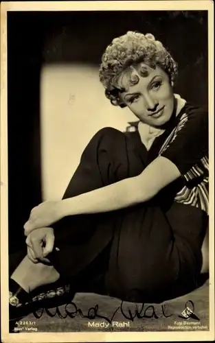 Ak Schauspielerin Mady Rahl, Portrait, Autogramm