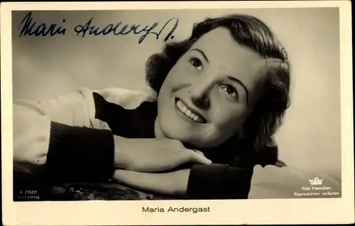 Ak Schauspielerin Maria Andergast, Portrait, Ross Verlag A 2752 1, Autogramm