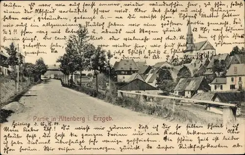 Ak Altenberg im Erzgebirge, Dorfpartie mit Kirche