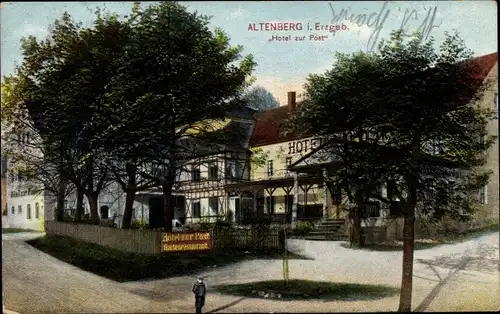 Ak Altenberg im Osterzgebirge, Hotel zur Post, Gartenrestaurant