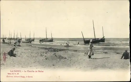 Ak La Panne De Panne Westflandern, Fischerboote, Strand