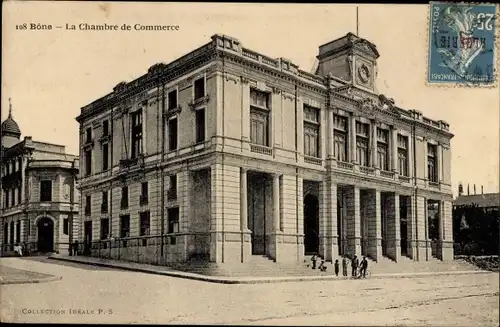 Ak Bône Algerien, La Chambre de Commerce, vue de la rue