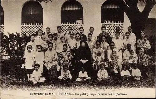 Ak Penang Malaysia, Kloster St. Maur, kleine Gruppe ehemaliger Waisenkinder