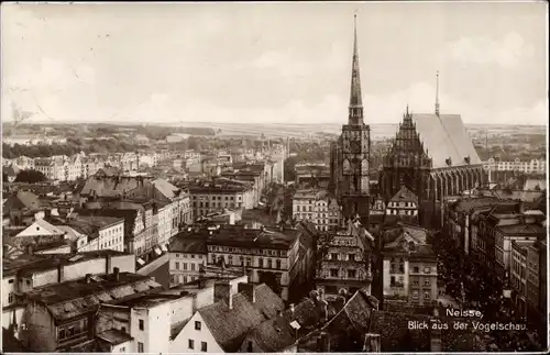 Ak Nysa Neisse Schlesien, Panorama, Kirche