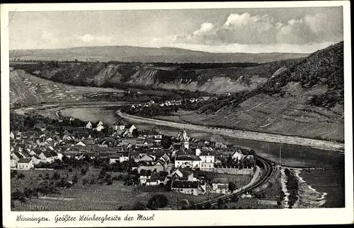 Ak Winningen in Rheinland Pfalz, Blick auf Ortschaft und Mosel