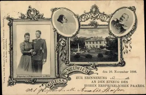 Ak Neuwied, Erbprinz Friedrich zu Wied, Erbprinzessin, Pauline, Wilhelm II, König v. Württemberg