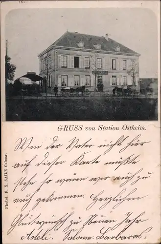 Ak Ostheim Elsass Haut Rhin, Bahnhof