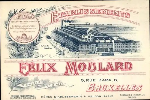 Ak Bruxelles Brüssel, Reklame, Etablissements Felix Moulard, La Milanaise