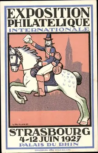 Künstler Ak Strasbourg Straßburg Elsass Bas Rhin, Exposition Philatelique Internationale 1927