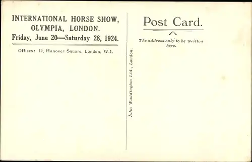 Ak London, Internationale Pferdeshow Olympia 1924