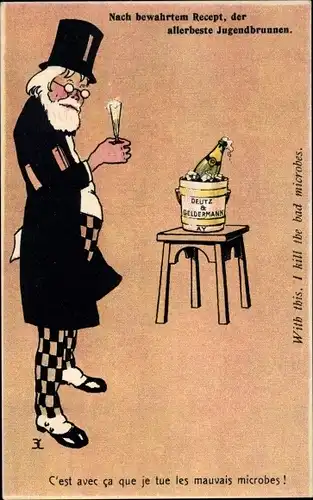 Künstler Ak Reklame, Deutz & Geldermann Sekt, der allerbeste Jugendbrunnen