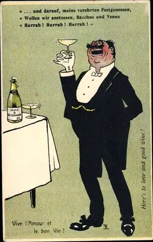 Künstler Ak Reklame, Deutz & Geldermann Sekt, Mann spricht einen Toast aus