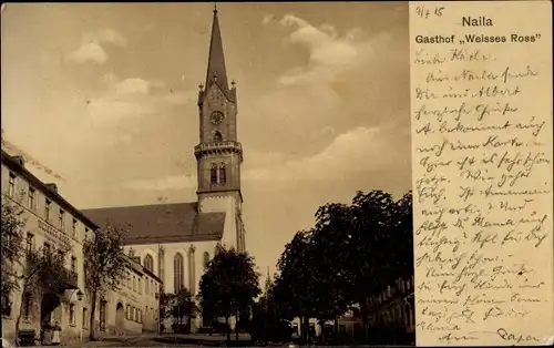 Ak Naila in Oberfranken, Gasthof weißes Ross, Kirche