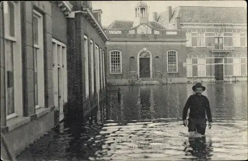 Ak Oud Vossemeer Zeeland Niederlande, Katastrophe am Oud Vossemeer, 13. März 1906, Überschwemmung