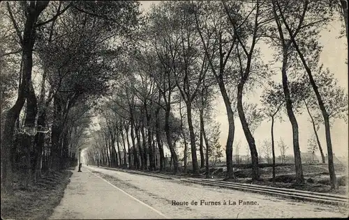 Ak Furnes Veurne Westflandern, Route de Furnes a La Planne