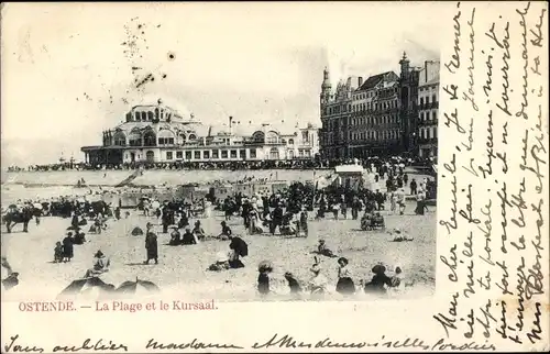 Ak Oostende Ostende Westflandern, Strand, Kursaal