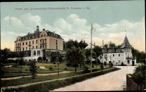 Ak Johannisbad Schmeckwitz Räckelwitz Oberlausitz, Gebäude