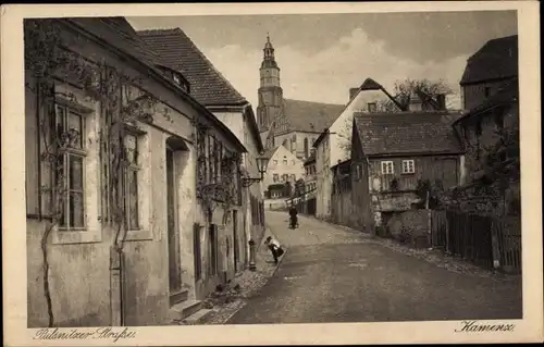 Ak Kamenz in Sachsen, Pulsnitzer Straße, Kirchturm