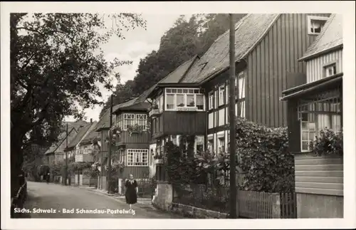 Ak Bad Schandau Sächsische Schweiz, Straßenpartie