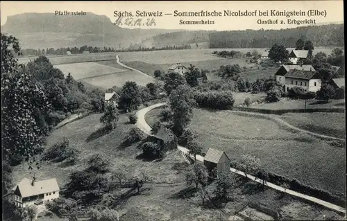 Ak Königstein an der Elbe Sächsische Schweiz, Nicolsdorf, Sommerheim, Pfaffenstein, Gasthof