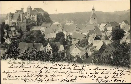 Ak Hohnstein Sächsische Schweiz, Kirchturm, Schloss