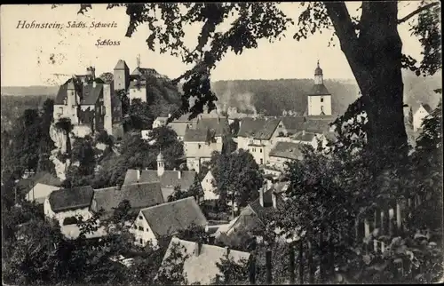 Ak Hohnstein Sächsische Schweiz, Totalansicht, Schloss