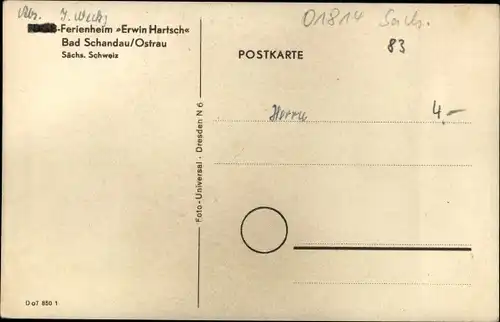 Ak Bad Schandau Sächsische Schweiz, Ferienheim Erwin Hartsch