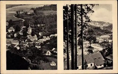 Ak Bad Gottleuba, Flußknie vor u. nach Unwetter 1927
