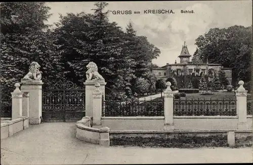 Ak Kreischa bei Dresden, Schloss, Eingangstor