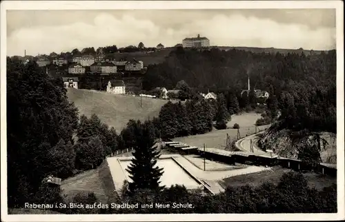 Ak Rabenau im Erzgebirge, Stadtbad, Neue Schule