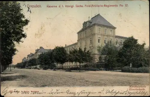 Ak Dresden Neustadt, Kaserne der 1. Königl. Sächs. Feld Artillerie Regiments Nr. 12